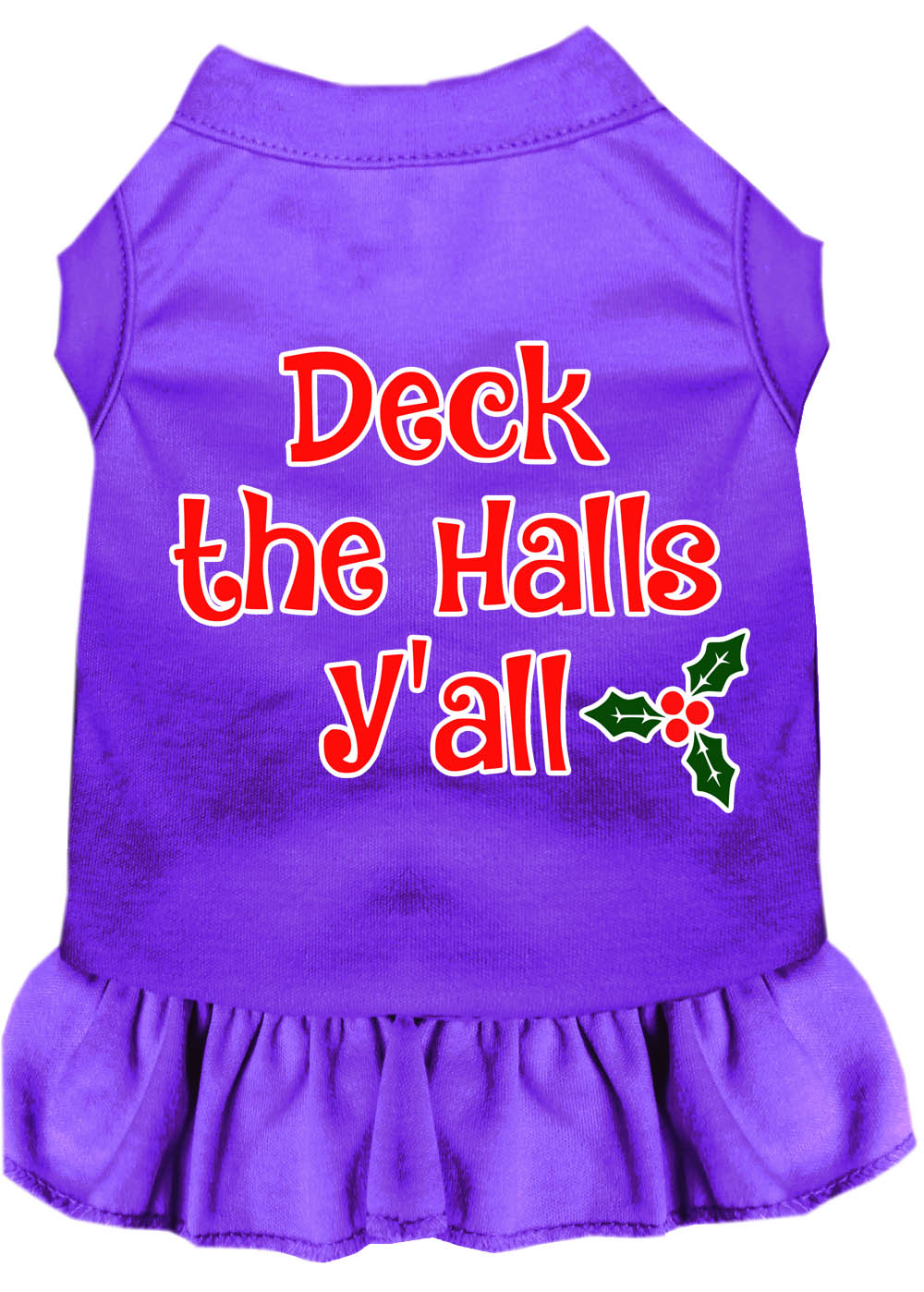 Deck the Halls Y'all Screen Print Dog Dress Purple XXL